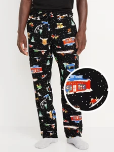 Nuevo con etiquetas Pantalones Pijama Antiguo Azul Marino Vacaciones Escénico I Love Franela Nieve Dormir Salón Hombres S - Imagen 1 de 4