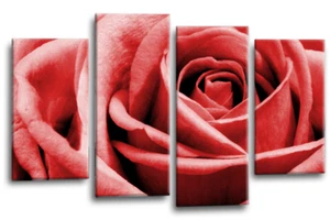 Floral Wall Art Red Rose Living Room Framed Split Canvas Picture Flower 08 - Picture 1 of 6