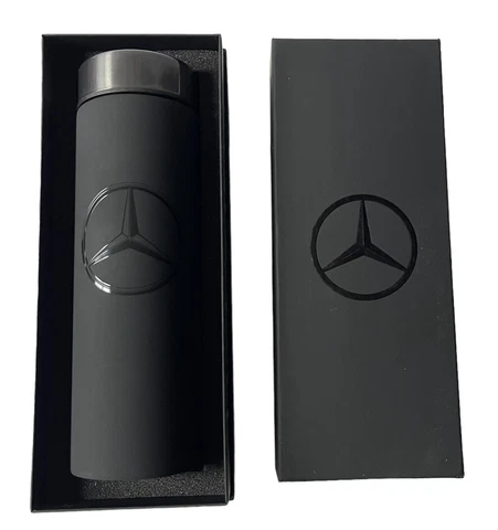 Mercedes Benz Water Bottle Stainless Vacuum Insulated Matte Black New Cover