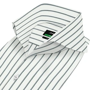 John Clothier Broad White Stripes High Open Extreme Cutaway Shirt Party Unique - Picture 1 of 4