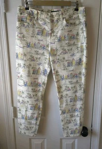 Talbots Island Print Crop Jeggings Sz 12 Tropical Beach Travel Pants - Picture 1 of 9