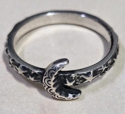 Anillo Vintage James Avery Plata Esterlina Noche Estrellada Media Luna Talla 9 Foto 1 de 3