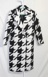 All Saints Mabel Hahnentritt Mantel schwarz weiß kariert lange Alpaka Jacke Gr. 2 - Bild 1 von 19