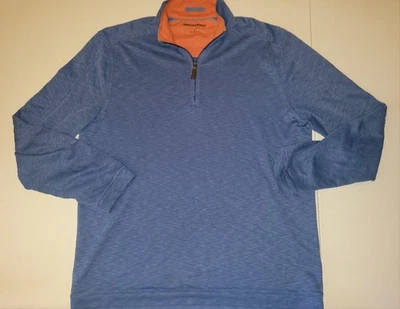 Johnston & Murphy 1/4 Quarter Zip Pullover Sweater Men's Medium Heather Blue - Image 1 of 4
