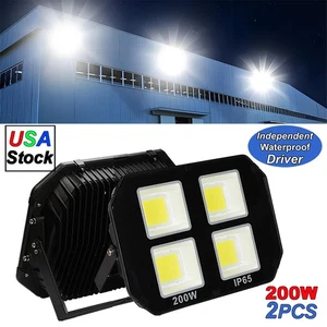IP65 Waterproof 2 Pack 200W Outdoor Led Flood Light for Garden Yard Stadium Park - Picture 1 of 9