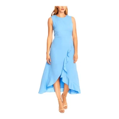 VINCE CAMUTO Rumple Twill Flutter-Hem Dress Blue Size 4 NWT - Image 1 of 4