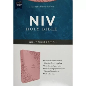 NIV Bible Giant Print Edition, Gold Glid, Pink BRAND NEW Leathersoft Embossed - Picture 1 of 4