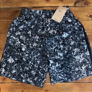 Nike Dri-FIT Shorts Older Boys Large Training Black White Speckled Swoosh NEW - Picture 1 of 9