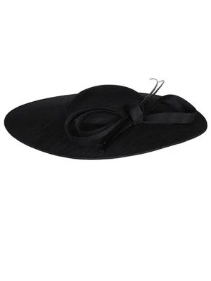 Women Black Formal Church Fascinators Hat Wide Brim Derby Hats With Bow Feather - Image 1 of 4
