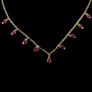 925 Sterling Silver Necklace Oval Ruby 6x4mm Gemstone No USA Import Fees - Picture 1 of 14