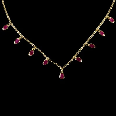 925 Sterling Silver Necklace Oval Ruby 6x4mm Gemstone No USA Import Fees - Image 1 of 4