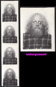 BLOODSHOT OJOS PELO LARGO BARBUDO FUNKY HIPPY MAN ~ TIRA FOTOMATÓN AÑOS 60 - Imagen 1 de 3