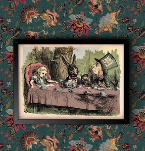 Vintage Alice in Wonderland Tea Party Nursary Wall Art Poster Print - Picture 1 of 3