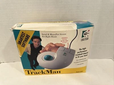 Vintage Logitech Trackman Trackball corded marble mouse model 4095 right hand - Image 1 of 4