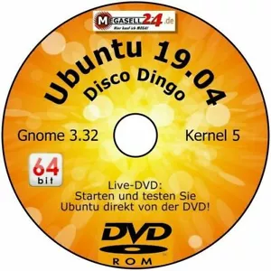 ubuntu 19.04 LTS 64-Bit DISCO DINGO + Handbuch Linux Live CD DVD Deutsch STS Neu - Bild 1 von 5