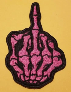 F uck You Middle Finger Embroidered patch approx 2.25x3.5" - Picture 1 of 2