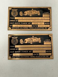 Set Of 2 SCTA - Southern California Timing Association Metal Plates 1973