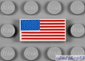 LEGO - U.S. American Flag Tile - Old Glory Printed on 1x2 White Tile USA US Town - Picture 1 of 1