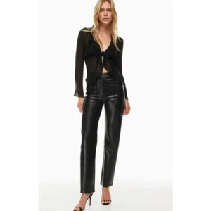 Aritzia WILFRED The Melina Black Faux Leather Pants Size: 4 - Picture 1 of 4