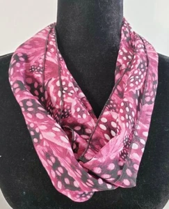 Infinity Schal, schönes Muster, rot, rosa, fuchsiafarben, Chiffon, Handarbeit - Bild 1 von 24