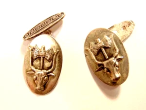 Crete / Greek souvenir sacrificial ax / bull cufflinks marked 800 silver - Picture 1 of 9