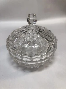 Fostoria American Elegante Vetro Trasparente Rotondo Rivestito 5" Ciotola Porta Caramelle - Foto 1 di 9