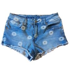 Rue21 Denim Stretch Short Shorts Blue Jean Daisy Print Size 7/8 BEACHY CUTE