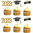 48 STCKE 2023 Jahre Gold Graduierung Cupcake Toppers, Lebensmitteldekoratiree
