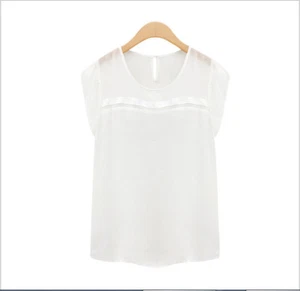 Women's White Top Semi Sheer Wavy Edge Loose Flowy Rippled edge Shirt - Bild 1 von 5