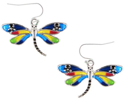 Pendientes Libélula Arco Iris Tono Plata Chapados en Rodio Regalo En Caja Envío Rápido Foto 1 de 2