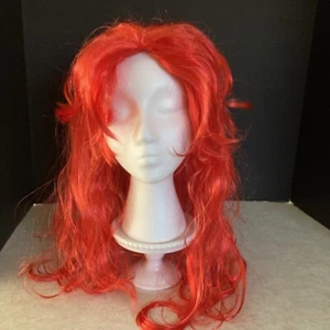 Halloween Neon Red Wig Long Theater Ariel Mermaid Costume Cosplay Dress Up NEW - Picture 1 of 10