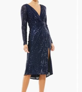 Ieena for Mac Duggal Sequin Long Sleeve Cocktail Wedding Mother of Bride 16 - Picture 1 of 12