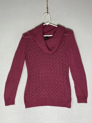 New York & Company Suéter Cuello Capucha Rojo Púrpura Crochet Mujer Talla X Pequeña Foto 1 de 4