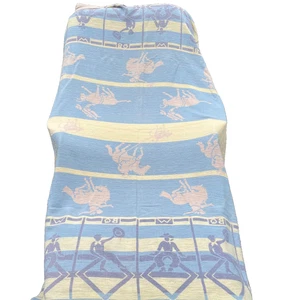 Vintage Cowboy Western Woven Print Cotton Bedspread 60x60 Bates Style Design - Picture 1 of 23