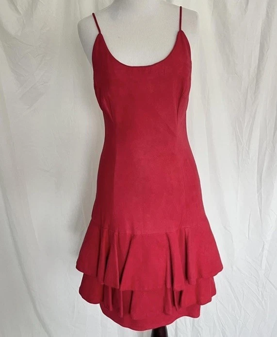 VINTAGE RED VAKKO SUEDE DRESS - Image 1 of 4