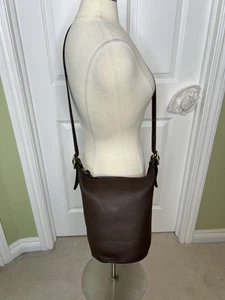 VINTAGE COACH Duffle Sac Bucket Schultertasche Handtasche Braun Leder Lesen - Bild 1 von 15