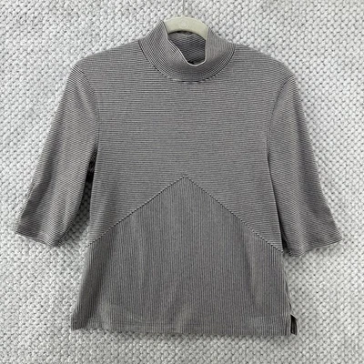 Top We The Free para mujer grande a rayas negro blanco cuello falso mangas cortas ajustado Foto 1 de 4