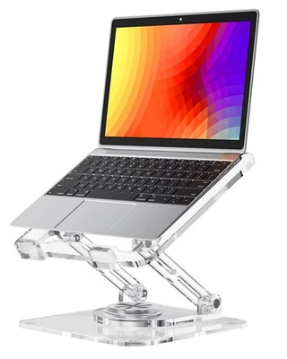 Laptop Stand for Desk - Adjustable, Foldable Clear Acrylic Riser with 360° Ro... - Image 1 of 4