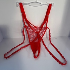 Ann Summers Red Lace Corset Style Thong Teddy Lingerie XL
