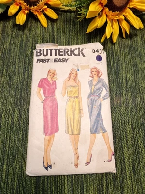 Butterick 3417 Sewing Pattern Misses Dress 1980's Size Vintage 10 83cm bust BEE - Image 1 of 4