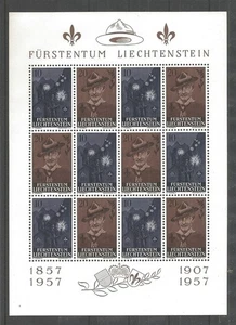 1957 Liechtenstein Baden Powell Scouts foglio tenant #1 - Foto 1 di 1