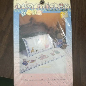 Vtg Daisy Kingdom Baby #63272 Stamped Cross Stitch Sheet & Pillowcase Kit NEW - Picture 1 of 2