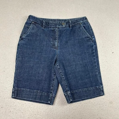 Talbots Shorts Womens 12 Blue Denim Stretch Flat Front Lightweight Chino - Image 1 of 4