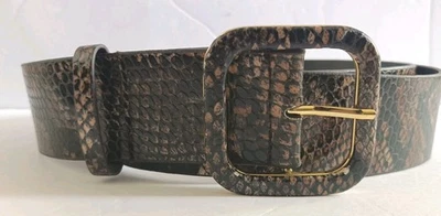 Cinto largo feminino Tahari Arthur S Levine pele de cobra tamanho 16 preto marrom bronzeado novo - Imagem 1 de 4