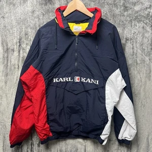 Vintage Karl Kani Mens Windbreaker Retro Jacket Zip Hooded Size Medium Anorak - Picture 1 of 8