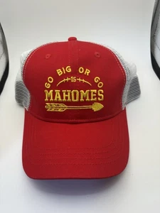 Patrick Mahomes 15 “Go Big or Go Home” Rojo Blanco Trucker Hat Malla Snapback  - Imagen 1 de 4