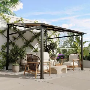 Outdoor Lean to Gazebo 12'x20' Hardtop Wall Pergola Patio Pergola Awnings Party - Picture 1 of 8