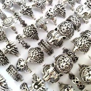 Lote a granel 20 piezas Diseño Animal Punk Rocker Anillo León Dragón Tortuga Erizo Cadena - Imagen 1 de 7
