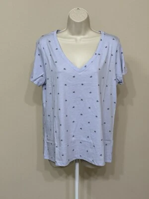 Splendid Women’s Purple Star Print Short Sleeve V-Neck Soft Comfort T-Shirt XL - Imagem 1 de 4