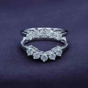 0.35 CT Round Cut Lab Grown Diamond Solid 14k White Gold Women's Enhancer Ring - Picture 1 of 6